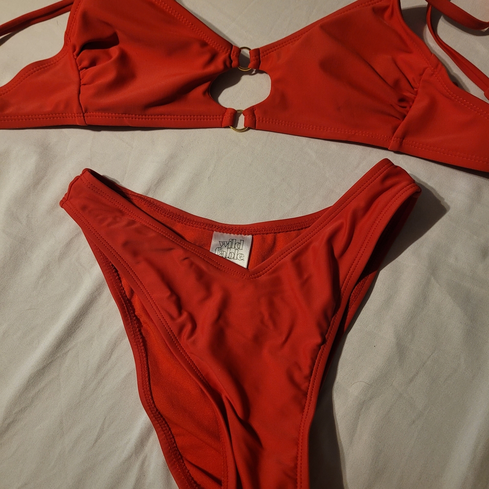Wild Fable Red Bikini High-Leg Swimwear